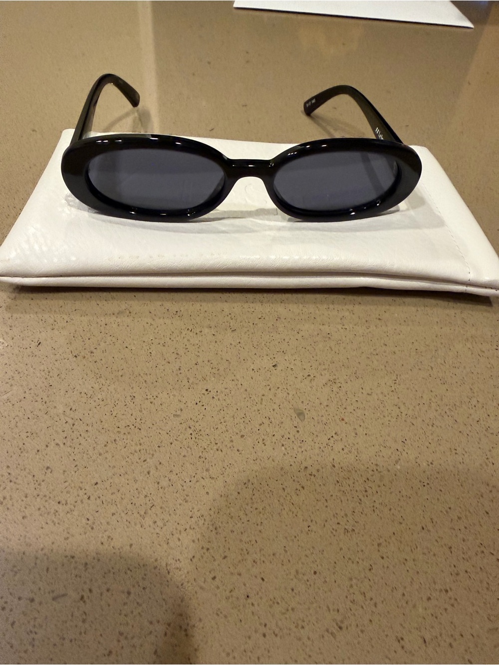 Le Specs Black Oval Sunglasses with Dark Gray Lenses